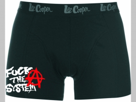 Anarchy - Fuck The System čierne trenírky BOXER s tlačeným logom,  top kvalita 95%bavlna 5%elastan